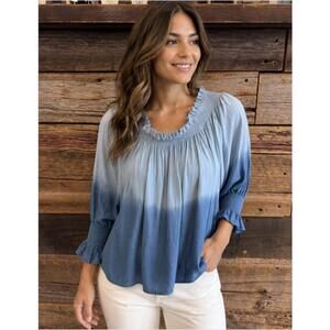 NEW PHIE COLLECTIVE marina dip dye off shoulder top in indigo